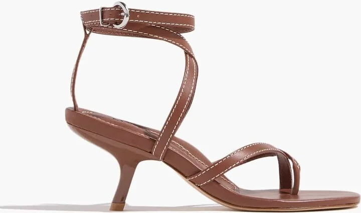 Geri Angled Heel in Luggage/White Stitch