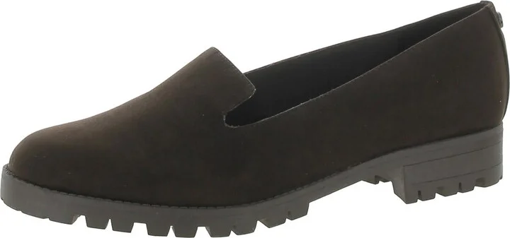 Geva 2 Womens Faux Suede Lugged Sole Loafers