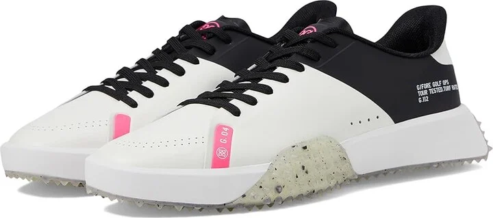 GFORE Men's G.112 P.U. Leather Stippled Golf Shoes Men's Shoes Snow/Onyx : 7 M, Leather/Rubber