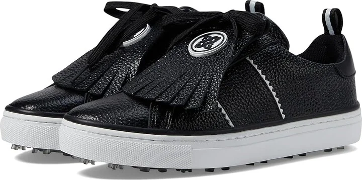 GFORE Women's Durf Pebble Leather Kiltie Golf Shoes Women's Shoes Onyx : 5 M, Leather/Rubber