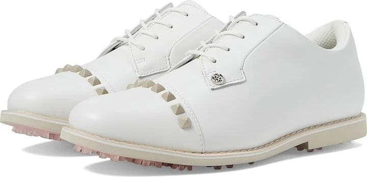 GFORE Women's Gallivanter Pebble Leather Stud Cap Toe Golf Shoes Women's Shoes Stone : 5.5 M