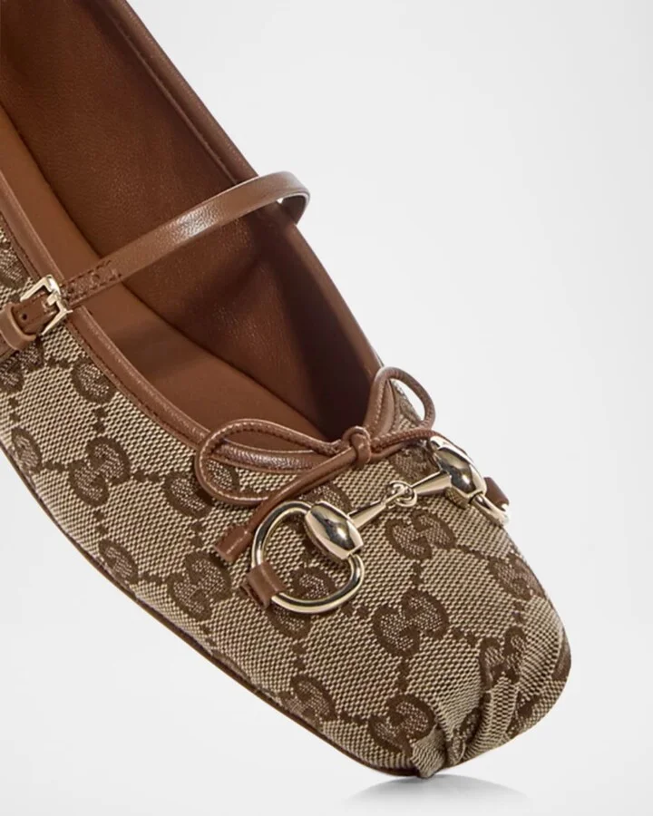 GG Canvas Horsebit Ballerina Flats - Image 2