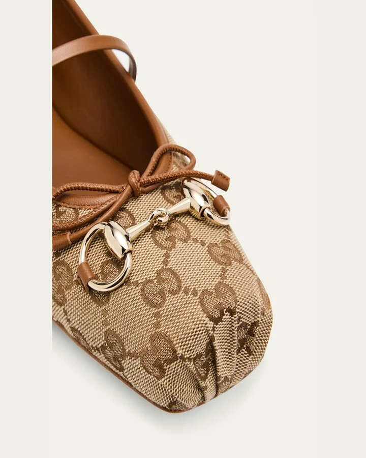 GG Canvas Horsebit Ballerina Flats - Image 3