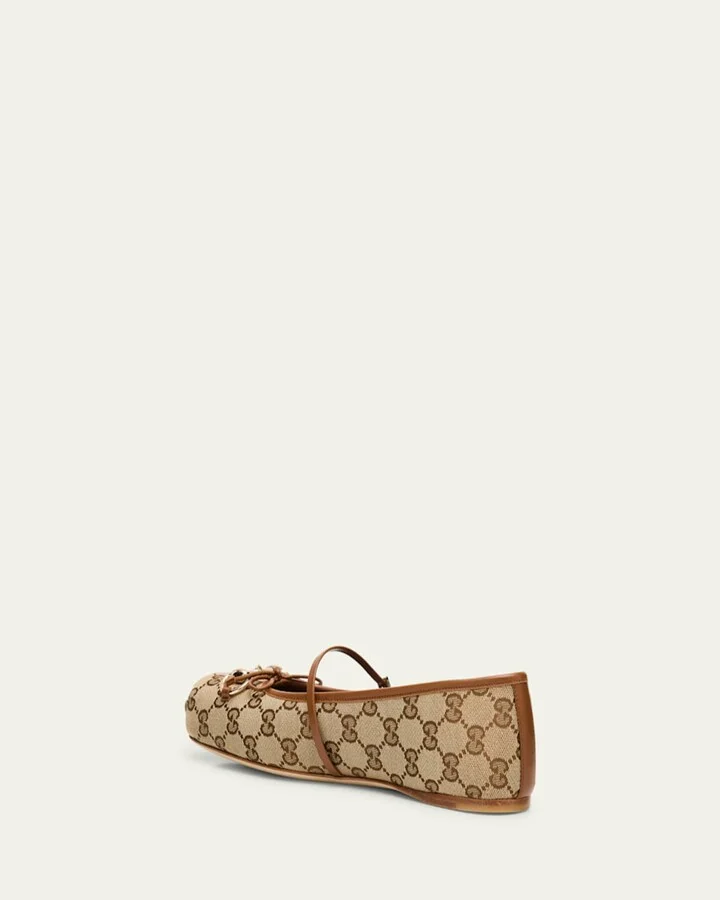 GG Canvas Horsebit Ballerina Flats - Image 4