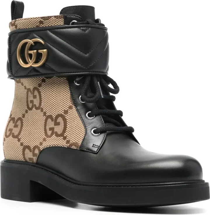 GG-canvas logo-plaque combat boots - Image 2