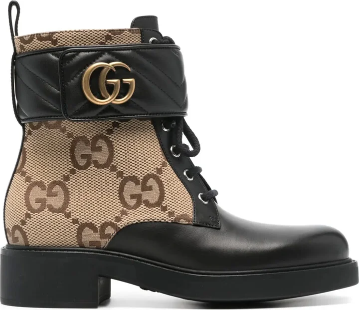 GG-canvas logo-plaque combat boots