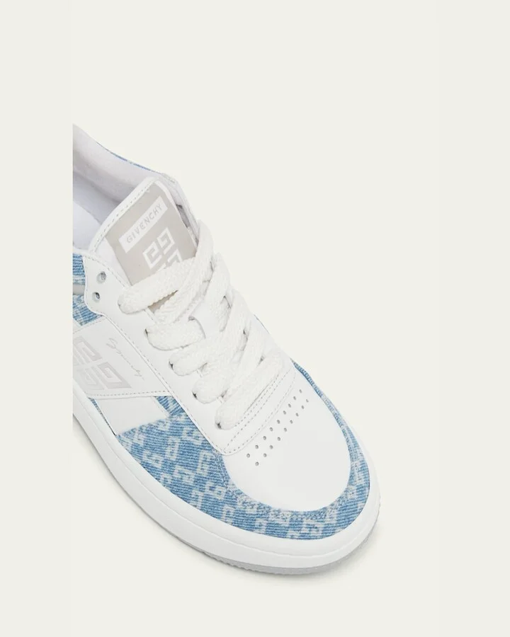 GG Denim Leather Low-Top Sneakers - Image 3