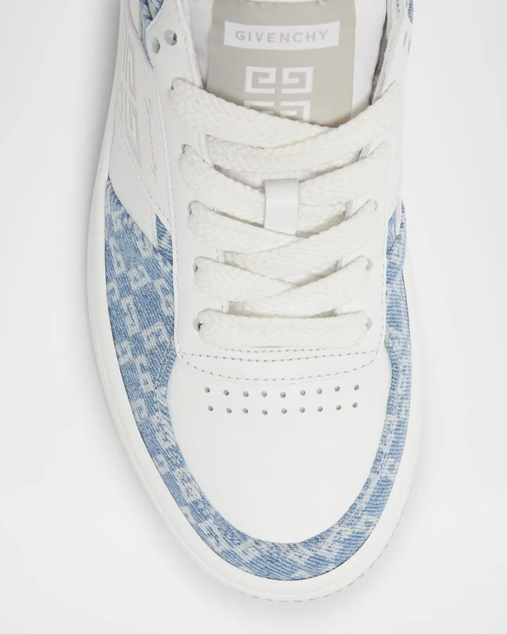 GG Denim Leather Low-Top Sneakers - Image 2
