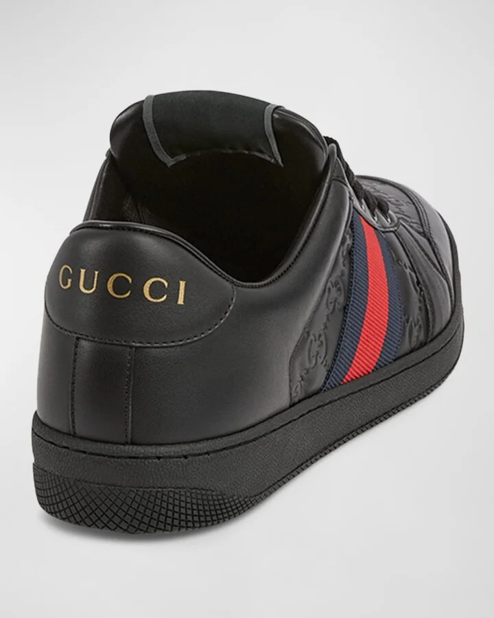 GG Embossed Leather Low-Top Sneakers - Image 3