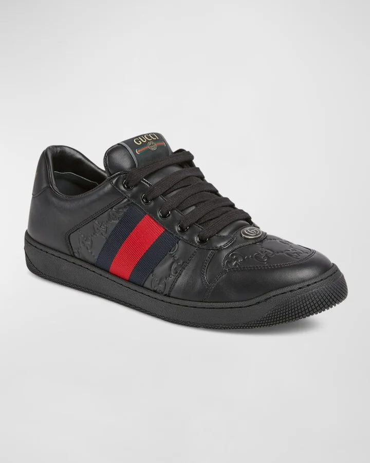 GG Embossed Leather Low-Top Sneakers - Image 4