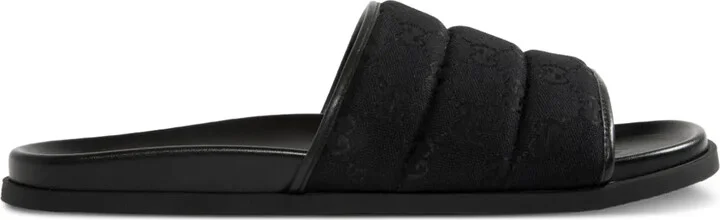 GG-pattern padded slide sandals