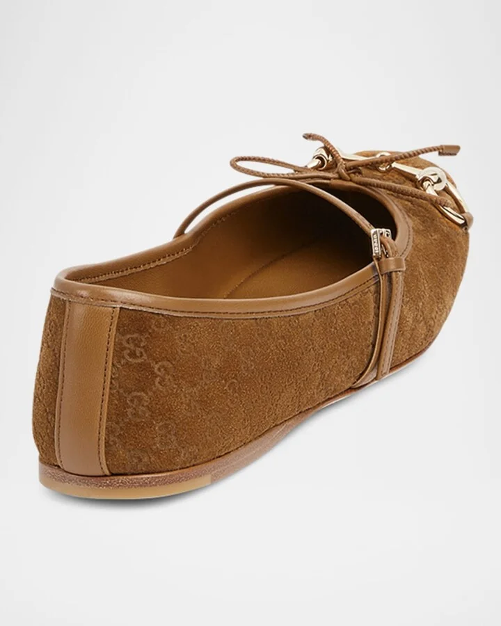 GG Suede Horsebit Mary Jane Ballerina Flats - Image 2