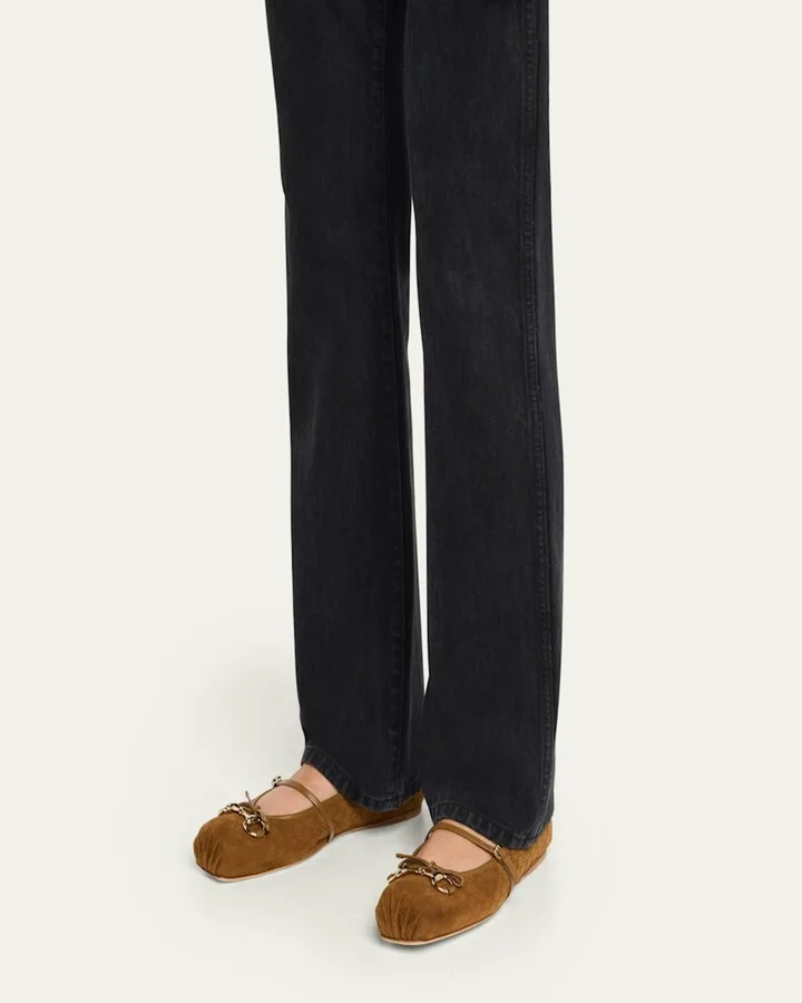 GG Suede Horsebit Mary Jane Ballerina Flats - Image 4