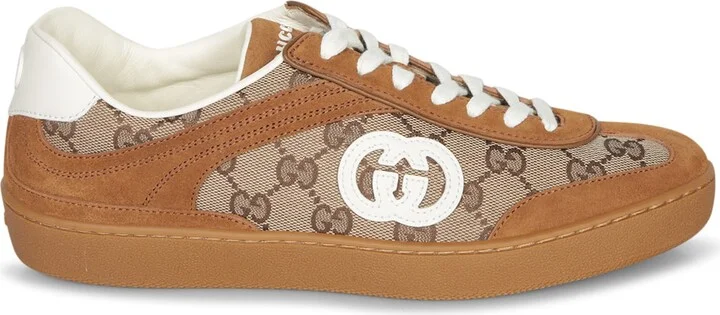 Gg Suede Sneakers In Beige And White