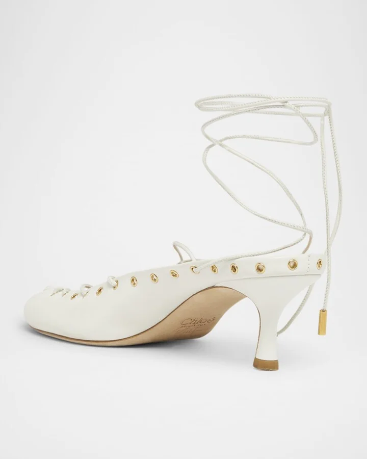 Ghiles Leather Ankle-Wrap Pumps - Image 4