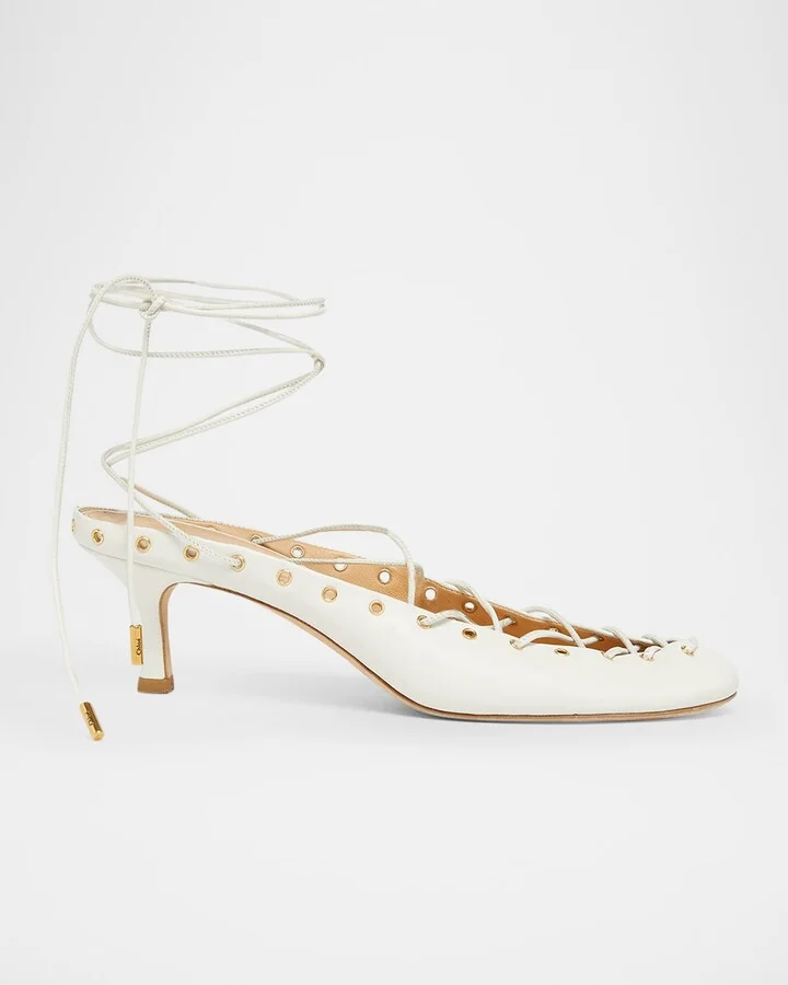 Ghiles Leather Ankle-Wrap Pumps