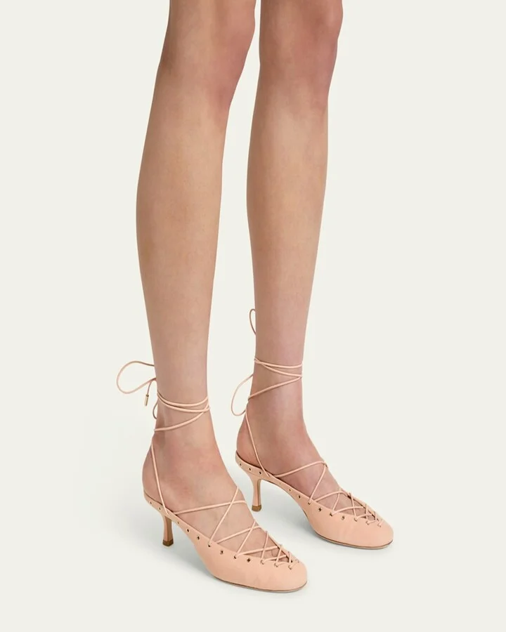 Ghiles Suede Ankle-Wrap Pumps - Image 4