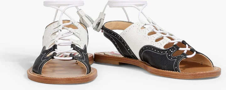 Ghillie lace-up two-tone pebbled-leather sandals - Image 2