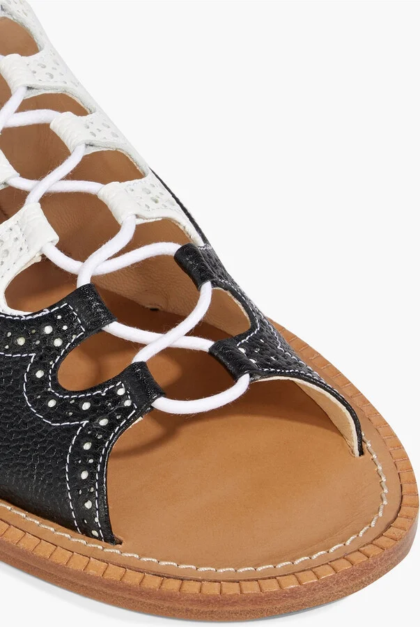 Ghillie lace-up two-tone pebbled-leather sandals - Image 4