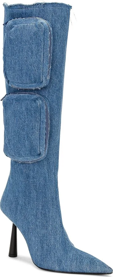 GIA BORGHINI Belvinia Knee High Boot in Denim-Medium - Image 2