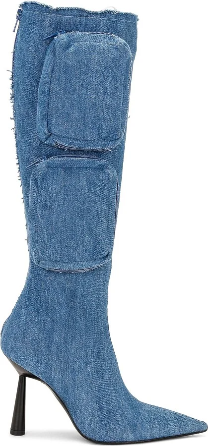 GIA BORGHINI Belvinia Knee High Boot in Denim-Medium