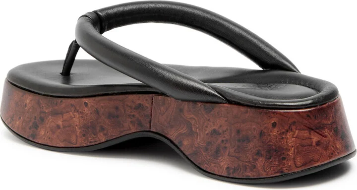 Gia Borghini Hazel Wood-effect Leather Flip Flops - Image 2