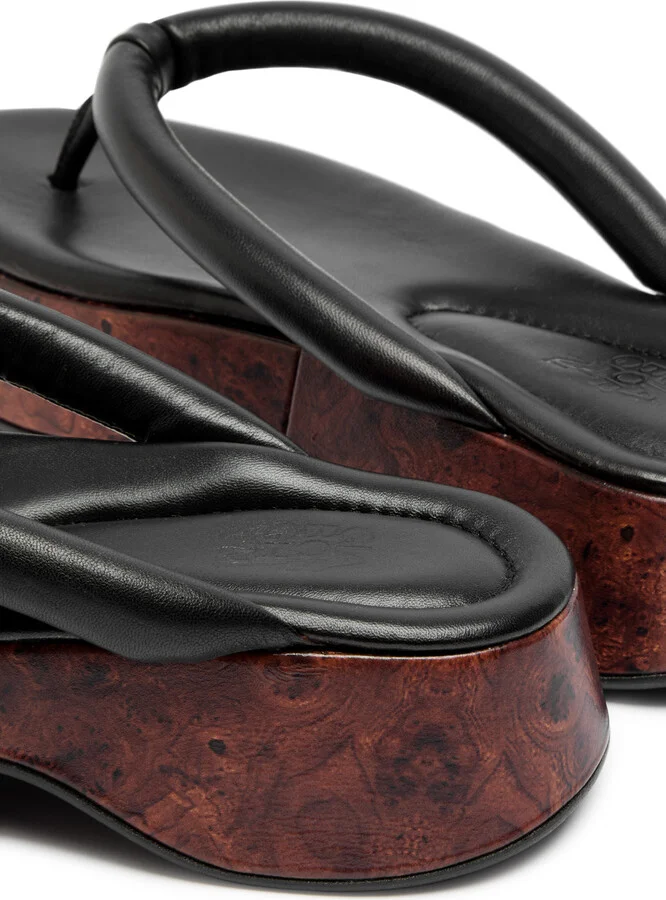 Gia Borghini Hazel Wood-effect Leather Flip Flops - Image 4