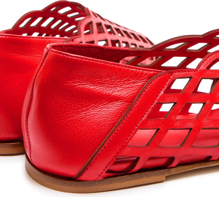 Gia Borghini Peek-a-boo Leather Ballerina Flats - Image 8