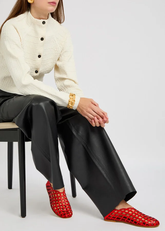 Gia Borghini Peek-a-boo Leather Ballerina Flats - Image 9
