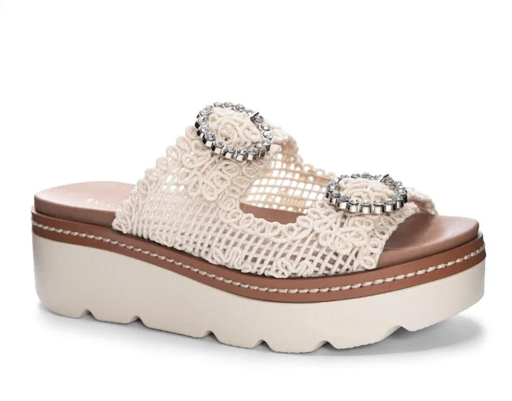 Gia Women's Crotchet Sandal In Cream