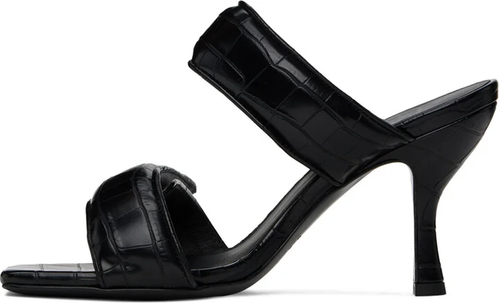 GIABORGHINI Black Perni 03 Croc Heeled Sandals - Image 3
