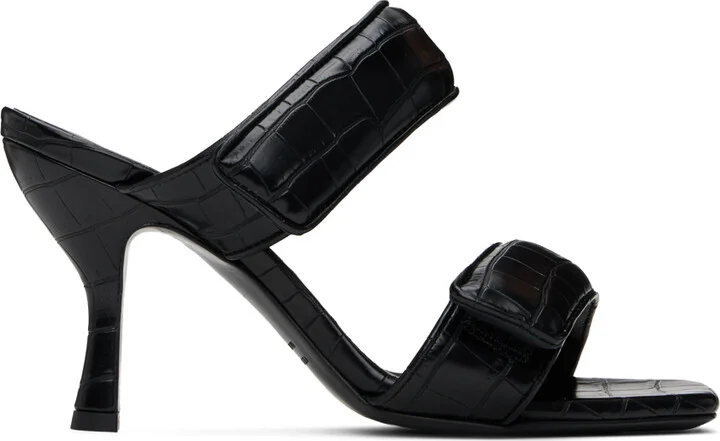 GIABORGHINI Black Perni 03 Croc Heeled Sandals