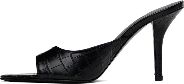 GIABORGHINI Black Perni 04 Croc Heeled Sandals - Image 3