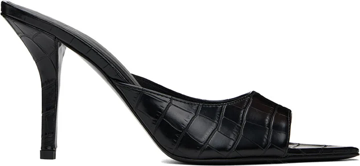 GIABORGHINI Black Perni 04 Croc Heeled Sandals