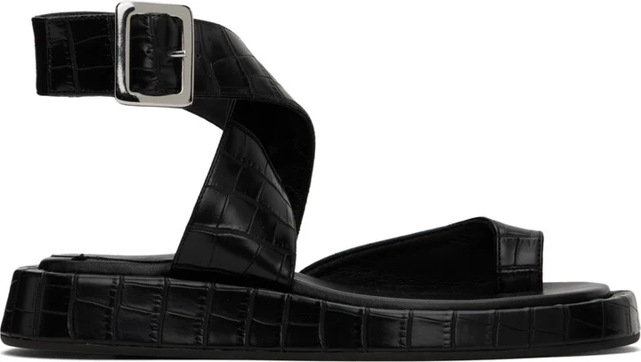 GIABORGHINI Black Roxanne Croc Sandals