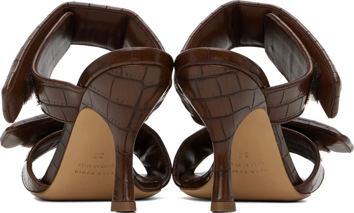GIABORGHINI Brown Perni 03 Croc Heeled Sandals - Image 2