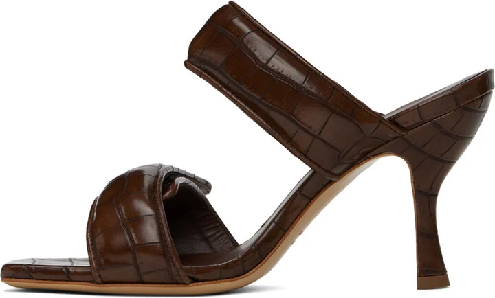 GIABORGHINI Brown Perni 03 Croc Heeled Sandals - Image 3