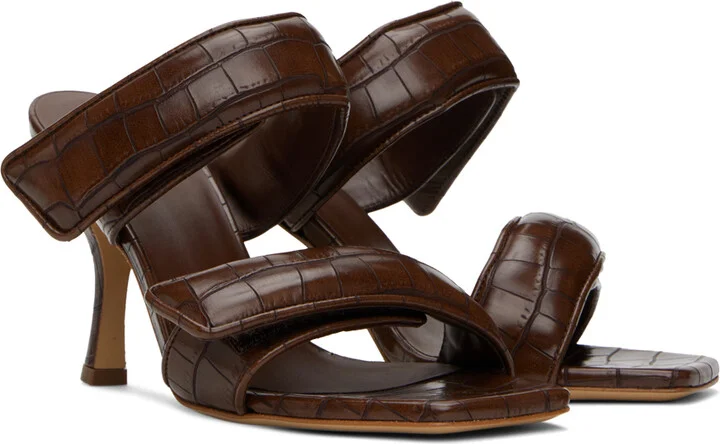 GIABORGHINI Brown Perni 03 Croc Heeled Sandals - Image 4
