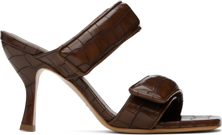 GIABORGHINI Brown Perni 03 Croc Heeled Sandals