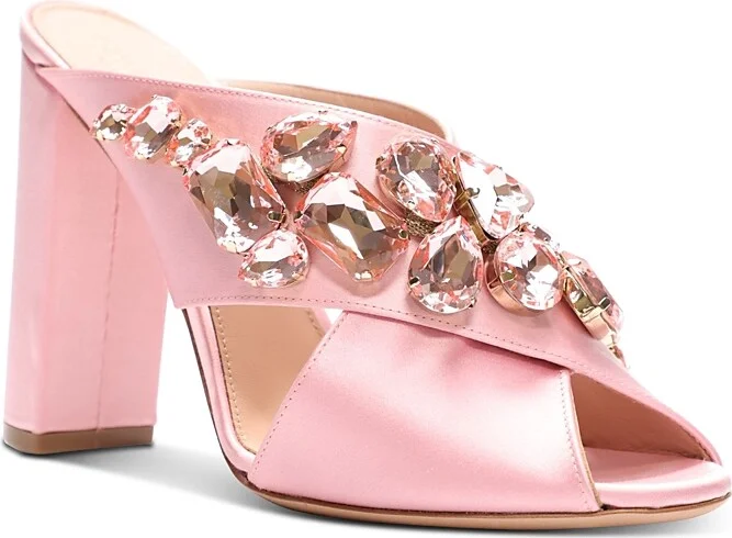 Giambattista Valli Women's Embellished Satin Block Heel Sandals