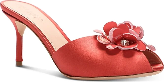 Giambattista Valli Women's Satin Bouquet Embellished Mules