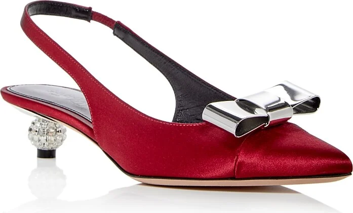 Giambattista Valli Women's Slingback Pointed Toe Bow Heels