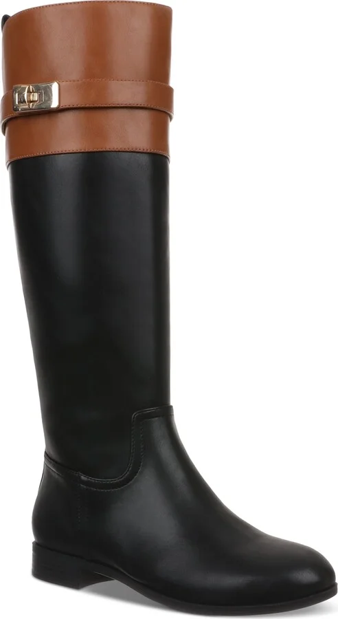 Giani Bernini Women's Taharahh Memory Foam Knee High Riding Boots, Created for Macy's - Black / Brown Smooth
