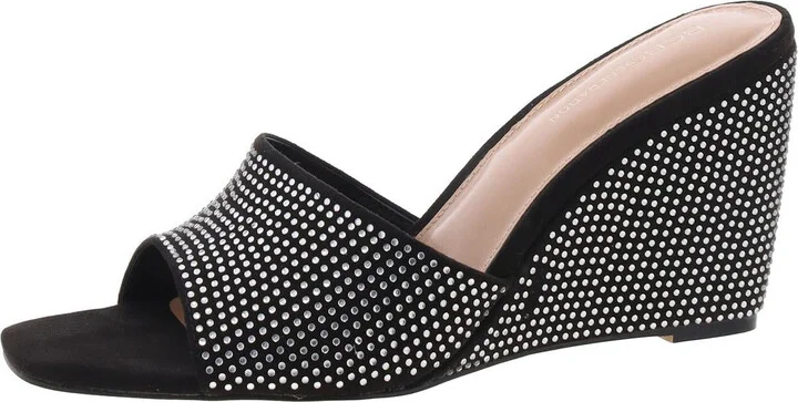 Giani Womens Open Toe Rhinestone Slide Sandals