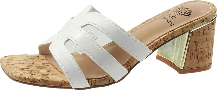 Gianna Womens Cork Faux Leather Block Heels