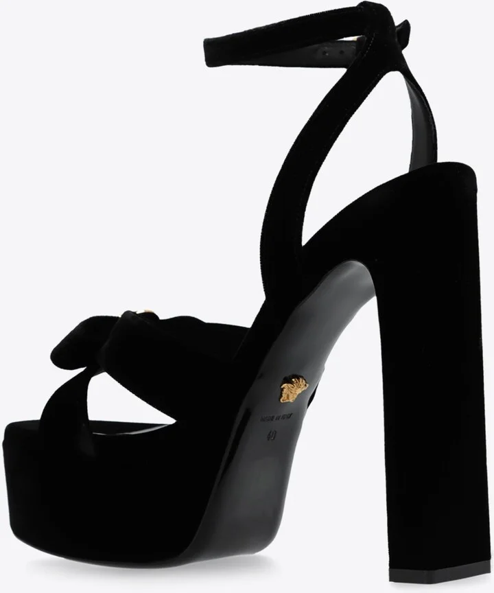 Gianni Bow 140 Velvet Platform Sandals - Image 2