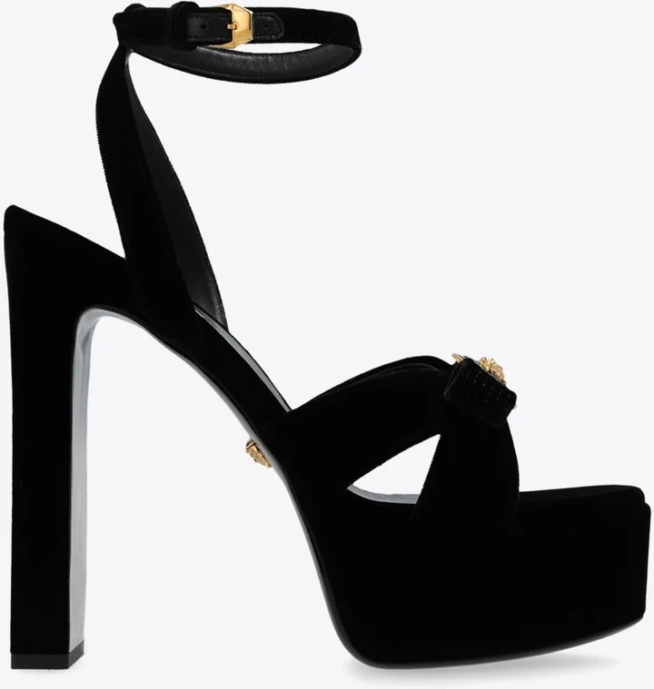 Gianni Bow 140 Velvet Platform Sandals