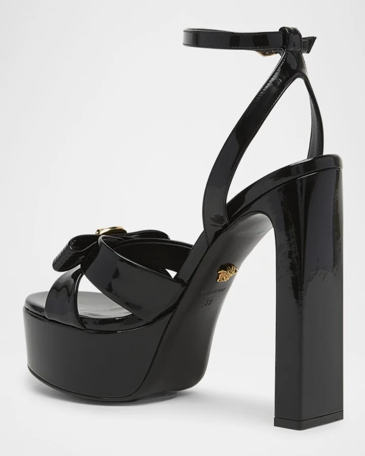 Gianni Patent Bow Platform Sandals - Image 2