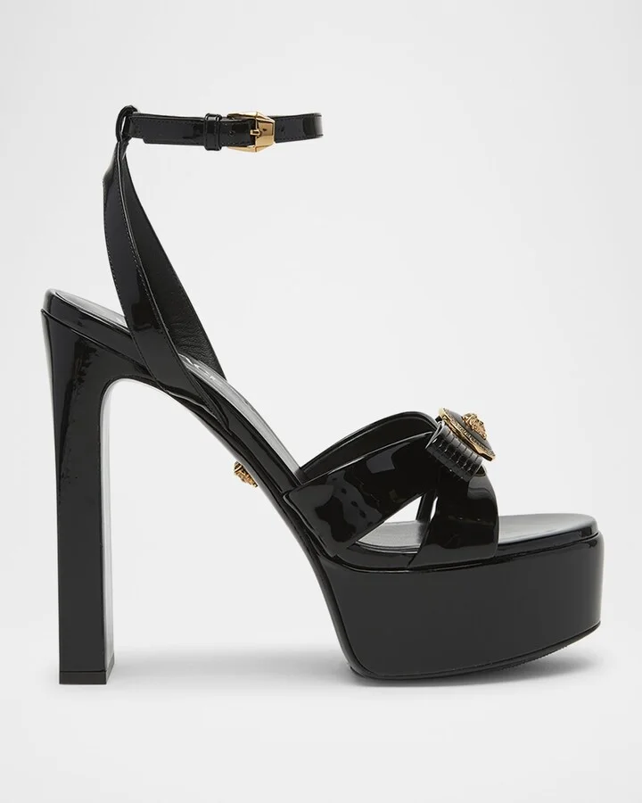 Gianni Patent Bow Platform Sandals