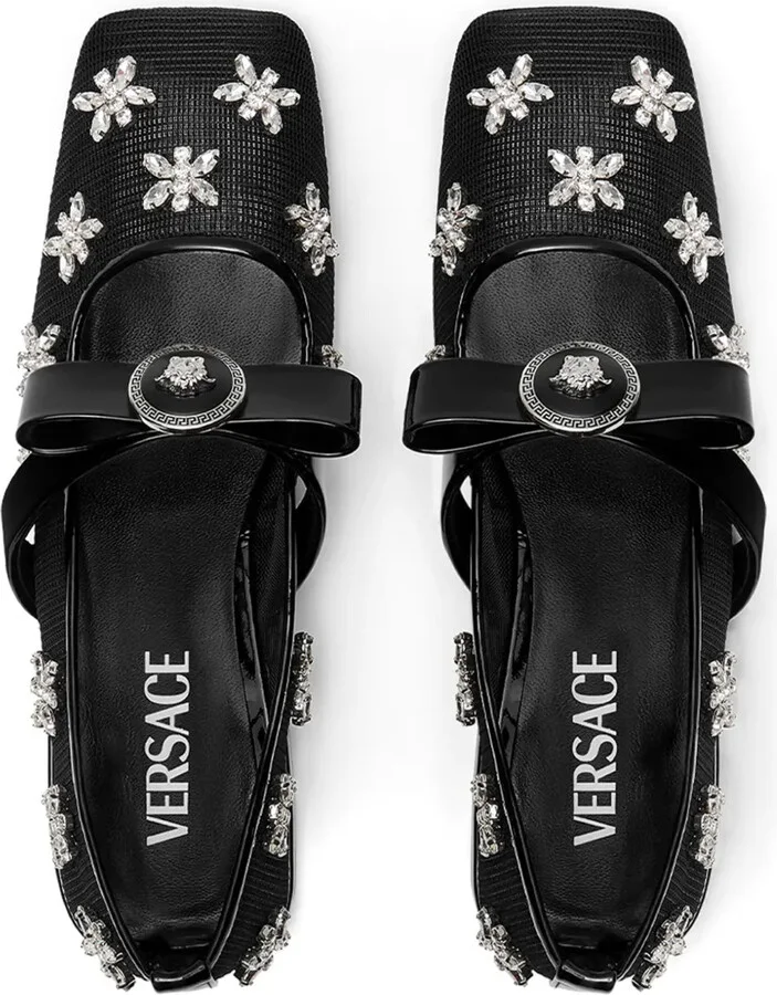 Gianni Ribbon crystal-embellishment ballerina shoes - Image 3